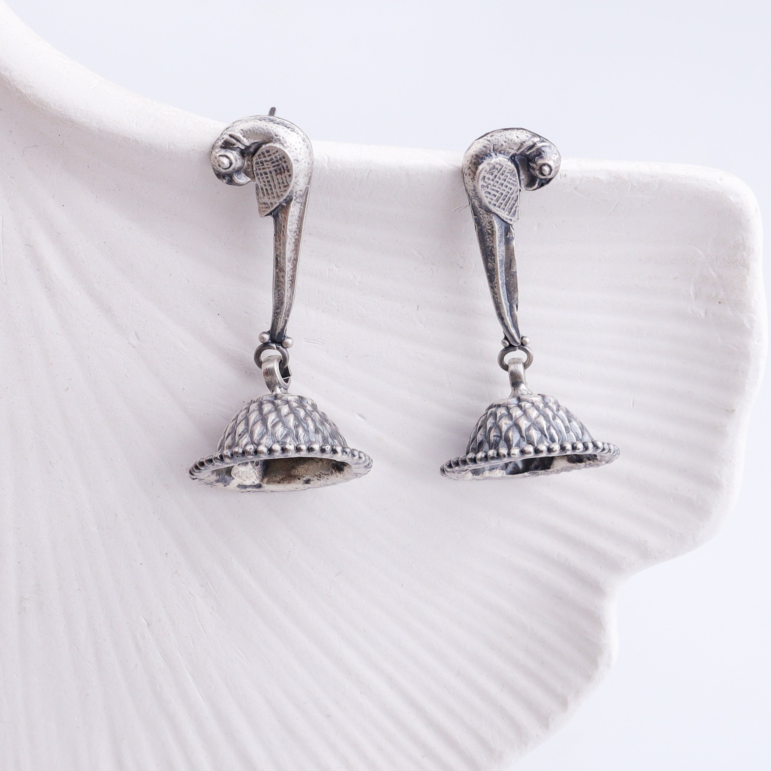 Silver Parrot Jhumki