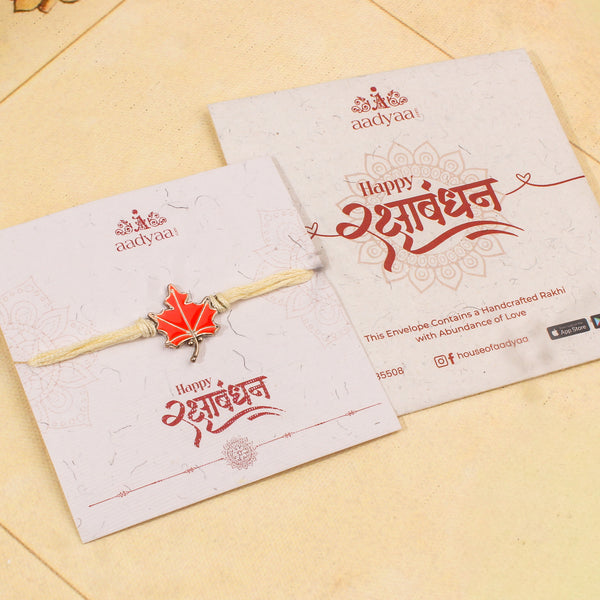 Silver Meenakari Leaf Rakhi