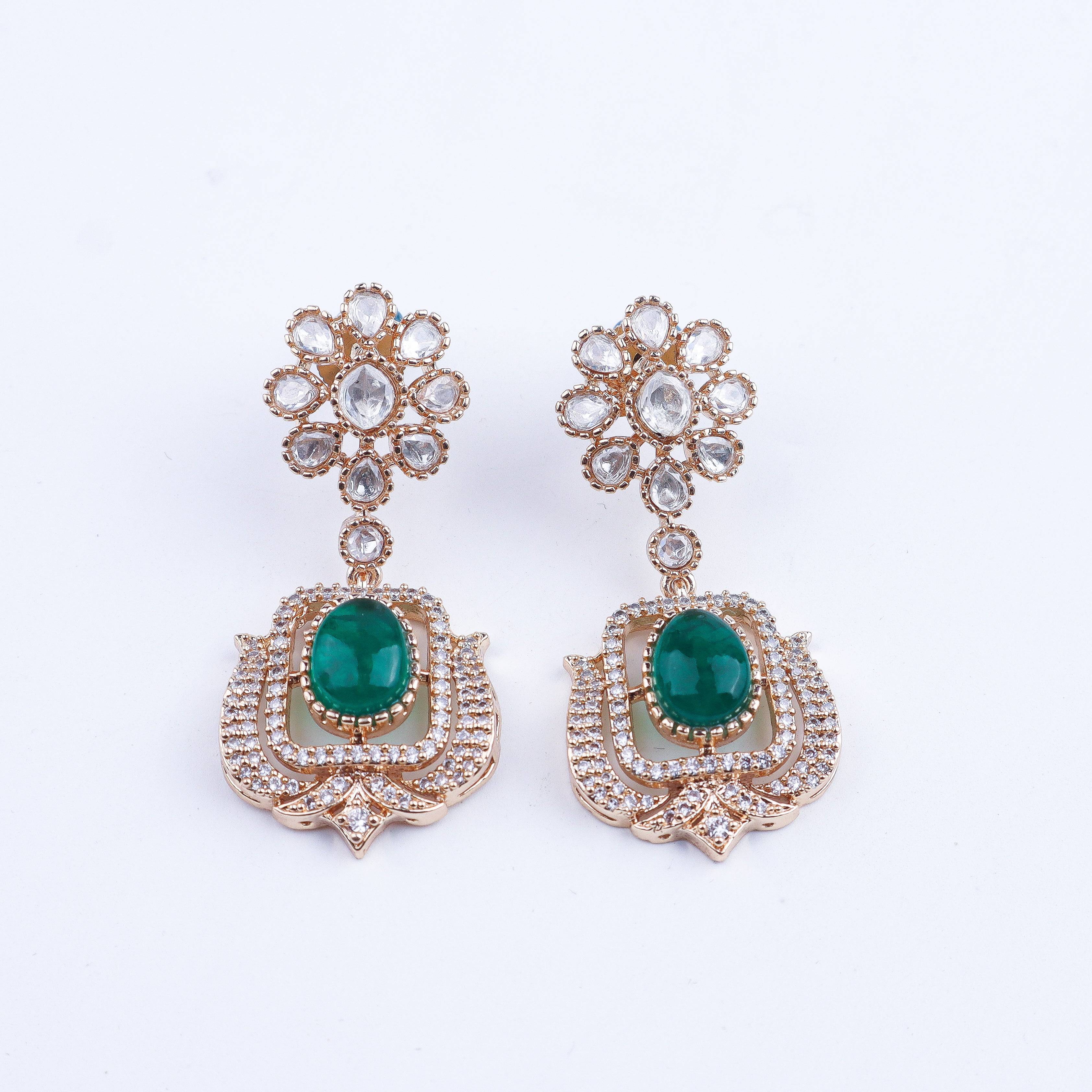 Close-up of a 22K gold-plated fashion earring showcasing intricate detailing, fine craftsmanship, and rich 22K gold plating
