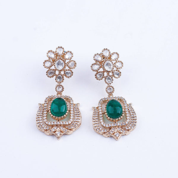 Close-up of a 22K gold-plated fashion earring showcasing intricate detailing, fine craftsmanship, and rich 22K gold plating