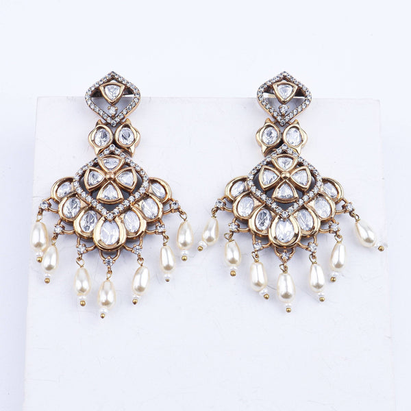 Close-up of a 22K gold-plated fashion earring showcasing intricate detailing, fine craftsmanship, and rich 22K gold plating