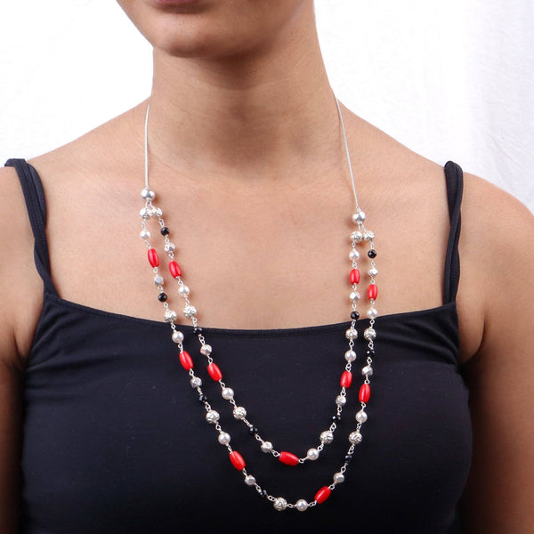 Double Layer Coral, Pearl, Mohanmaal Bead, Ashtapailu & Black Spinel Ganthan