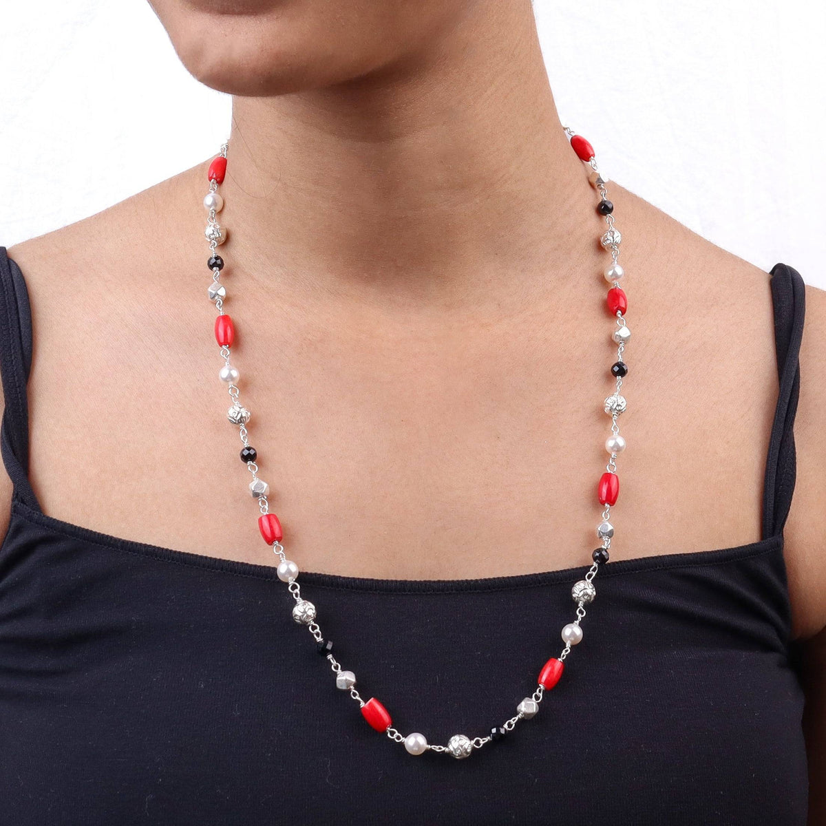One Layer Coral, Pearl, Mohanmaal Bead, Ashtapailu & Black Spinel Ganthan