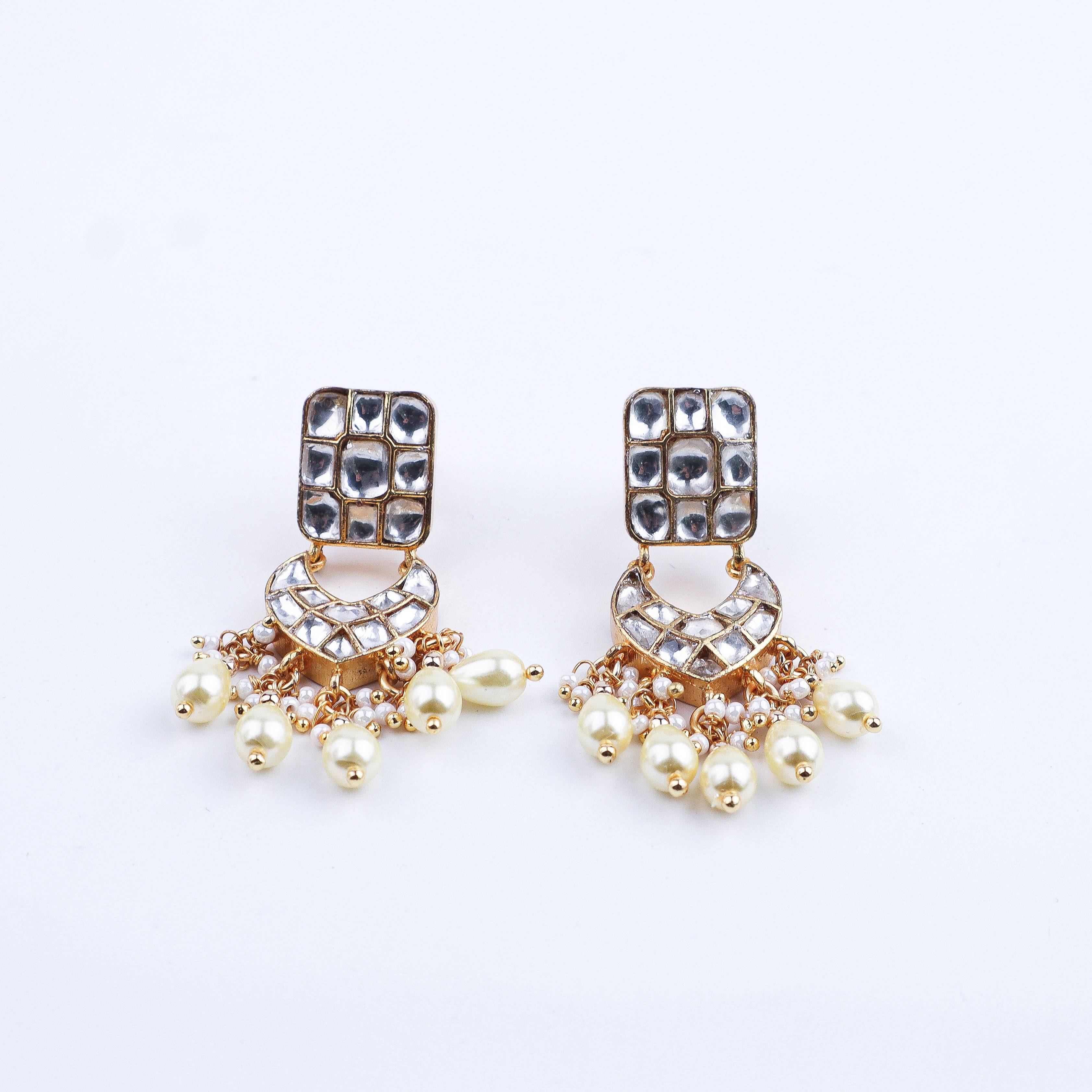 Close-up of a 22K gold-plated fashion earring showcasing intricate detailing, fine craftsmanship, and rich 22K gold plating