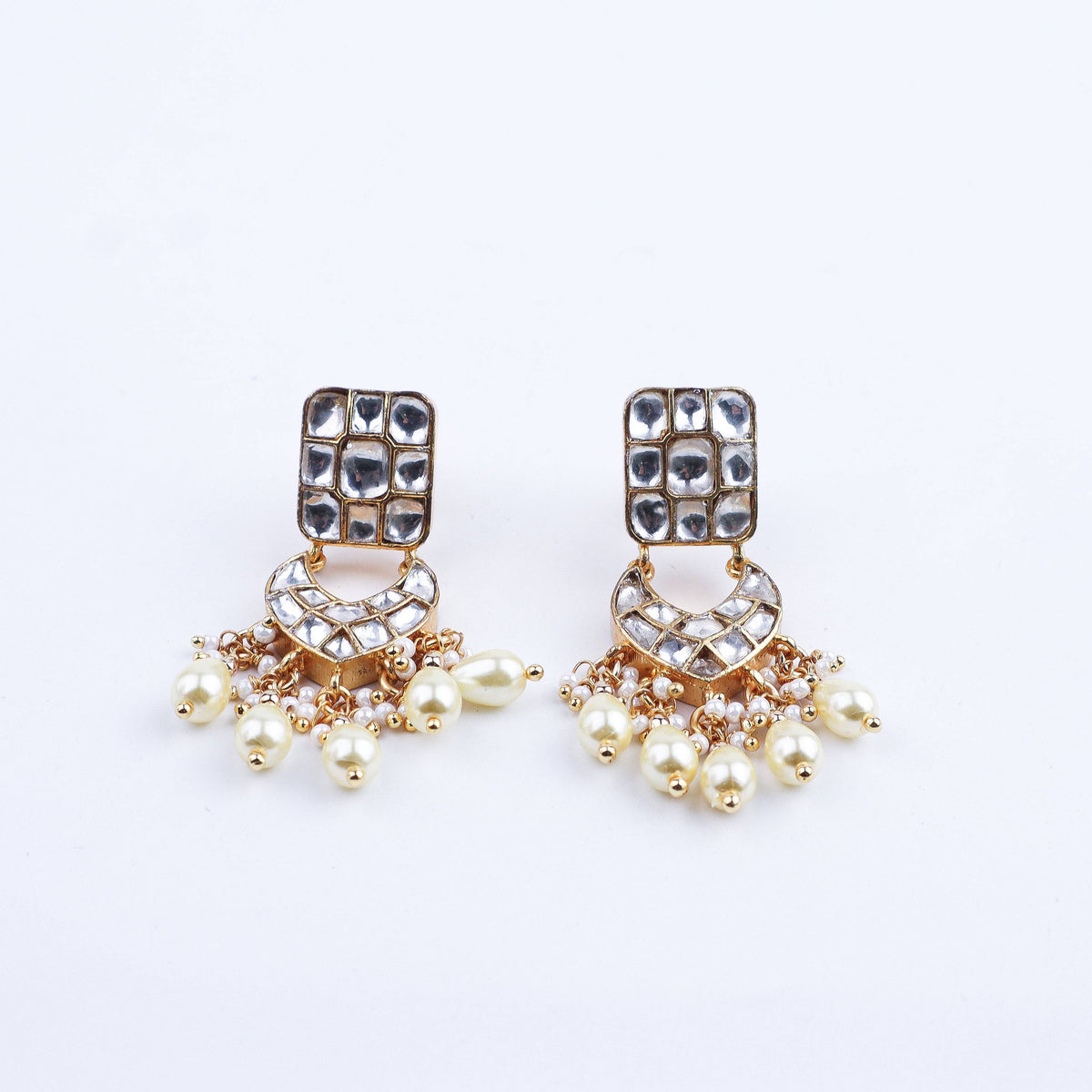 Close-up of a 22K gold-plated fashion earring showcasing intricate detailing, fine craftsmanship, and rich 22K gold plating