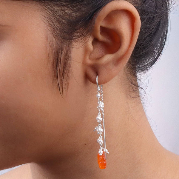 Carnelian & Pearl Sui Dhaaga Branch Earrings
