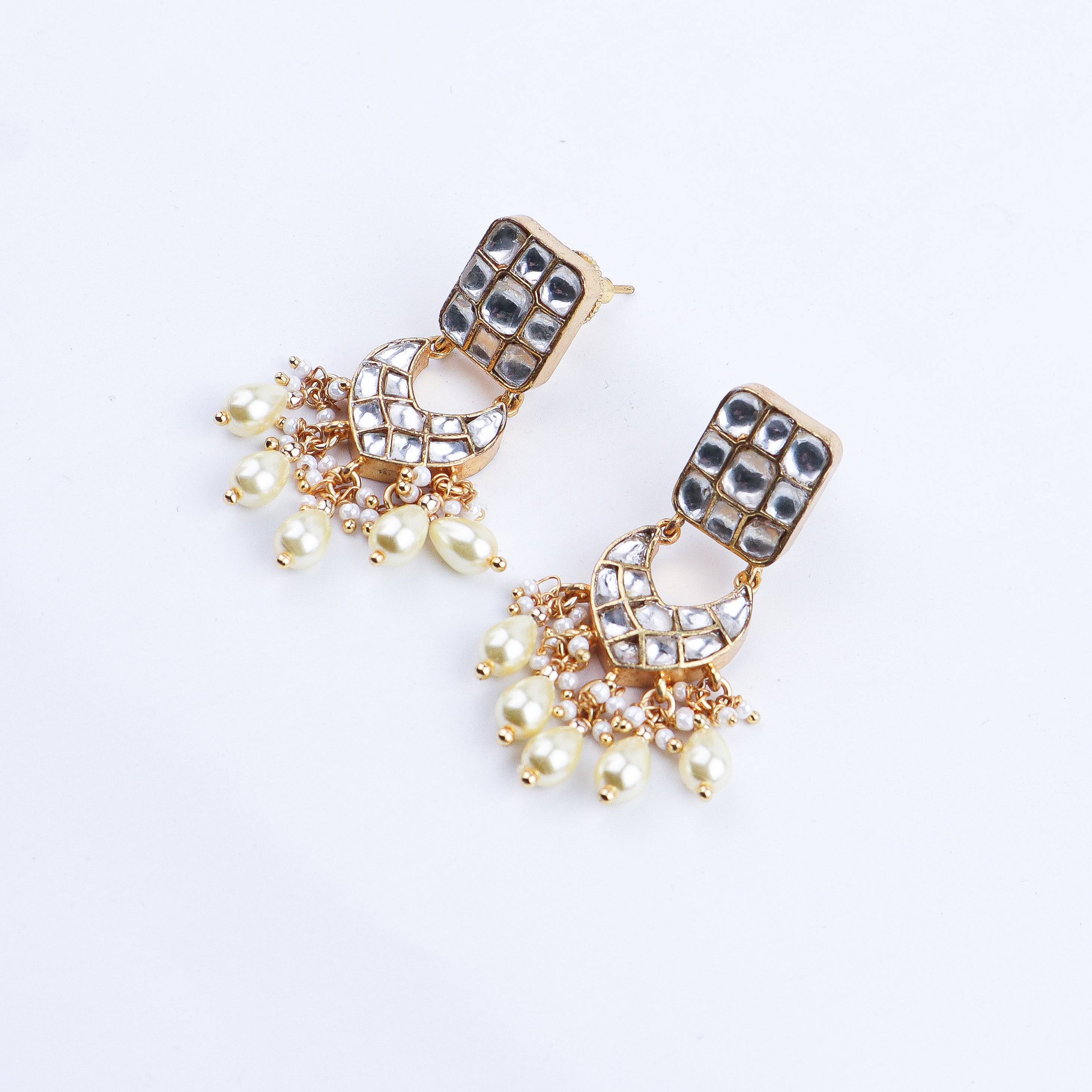 Detailed view of 22K gold-plated fashion earring highlighting intricate motifs, textured detailing, and premium 22K gold-plated finish
