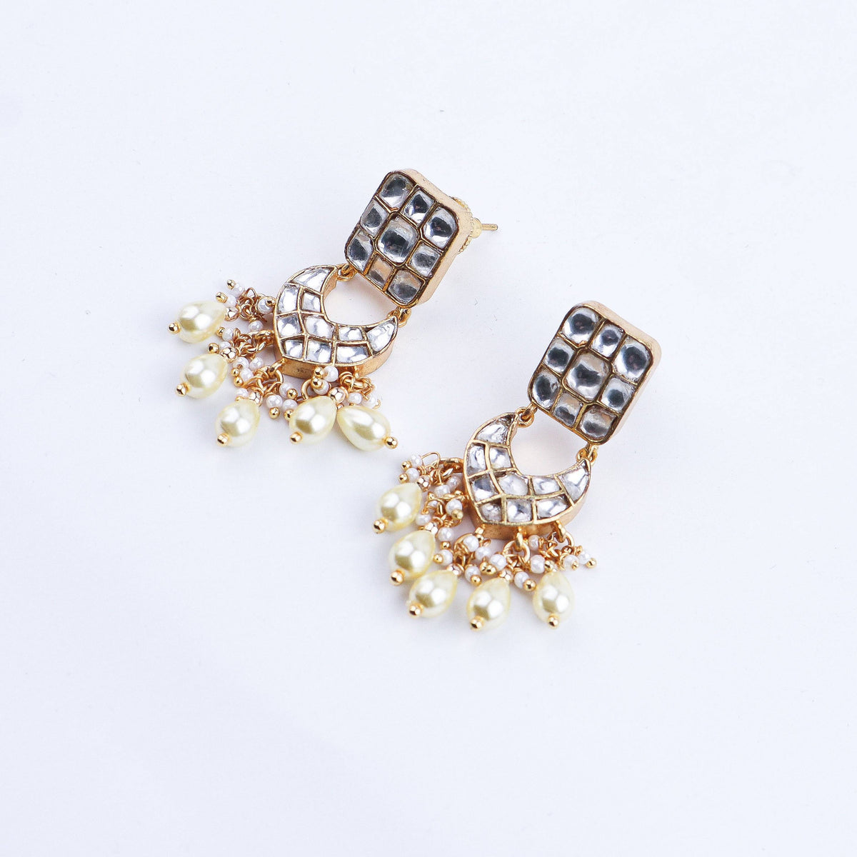 Detailed view of 22K gold-plated fashion earring highlighting intricate motifs, textured detailing, and premium 22K gold-plated finish