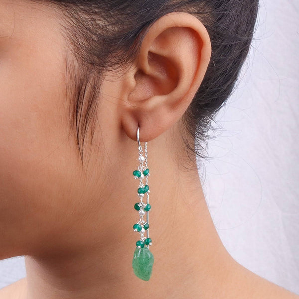 Russian Quartz & Green Onyx Sui Dhaaga Branch Earrings