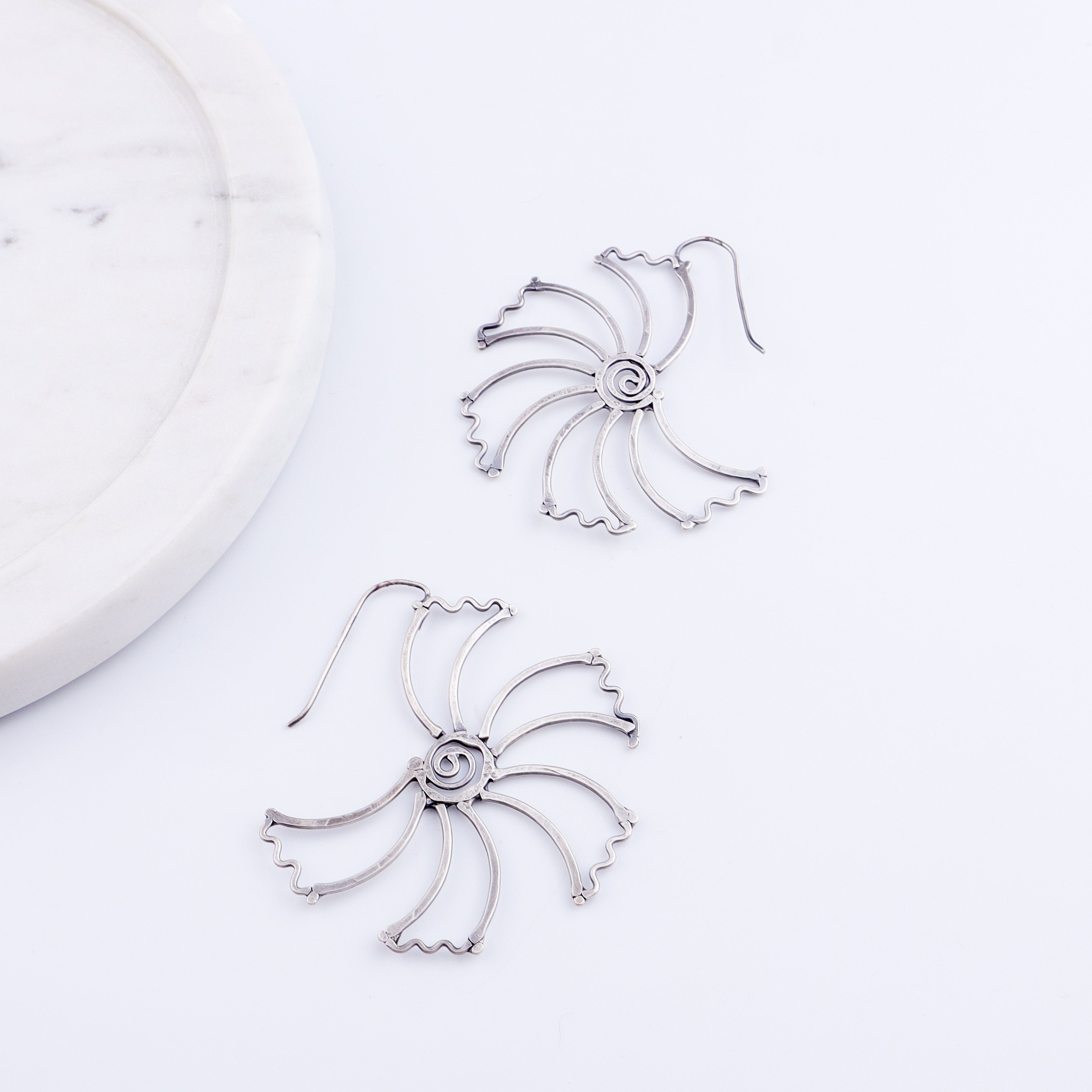 Gulmohar Hammered Earring: Hook Style