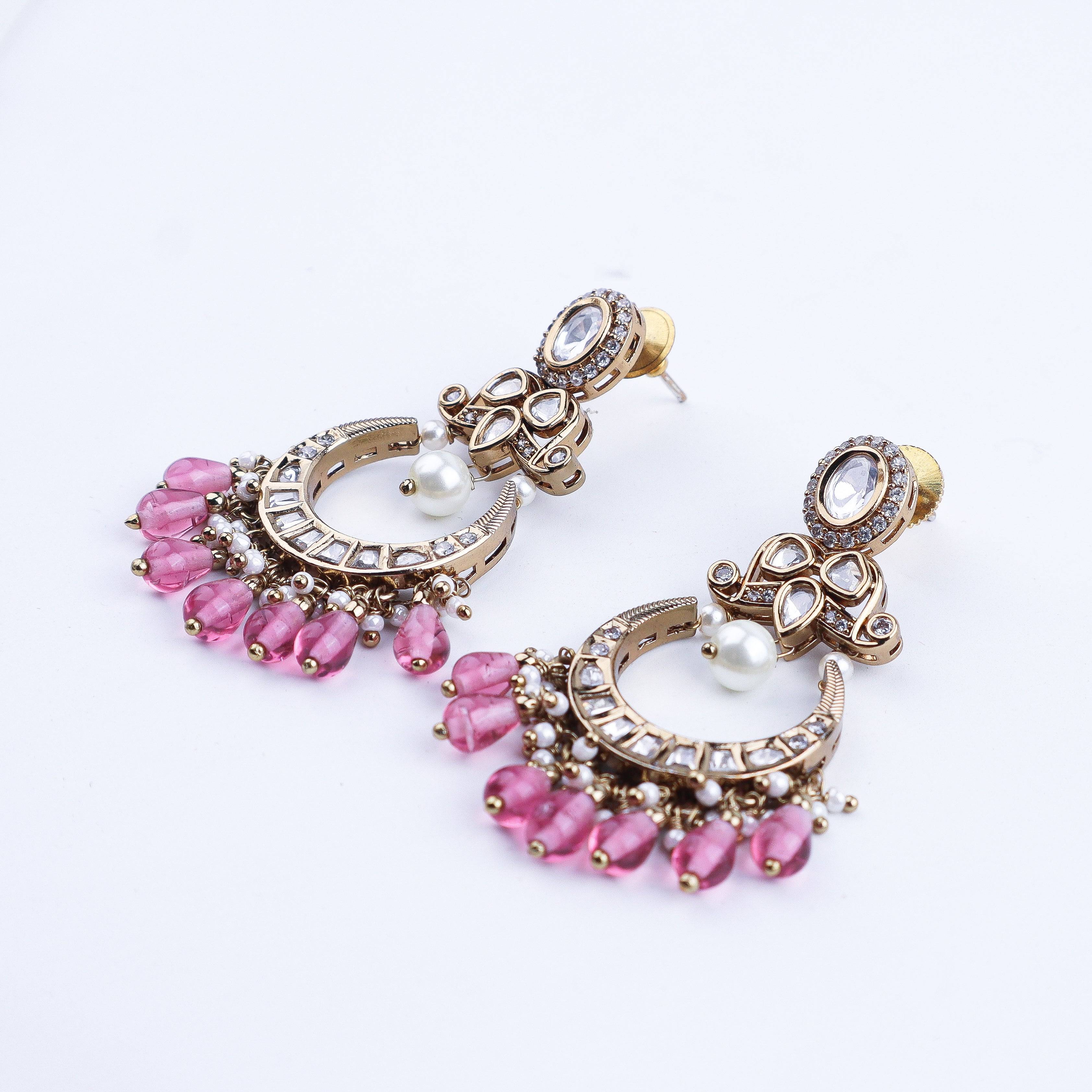 Close-up of a 22K gold-plated fashion earring showcasing intricate detailing, fine craftsmanship, and rich 22K gold plating