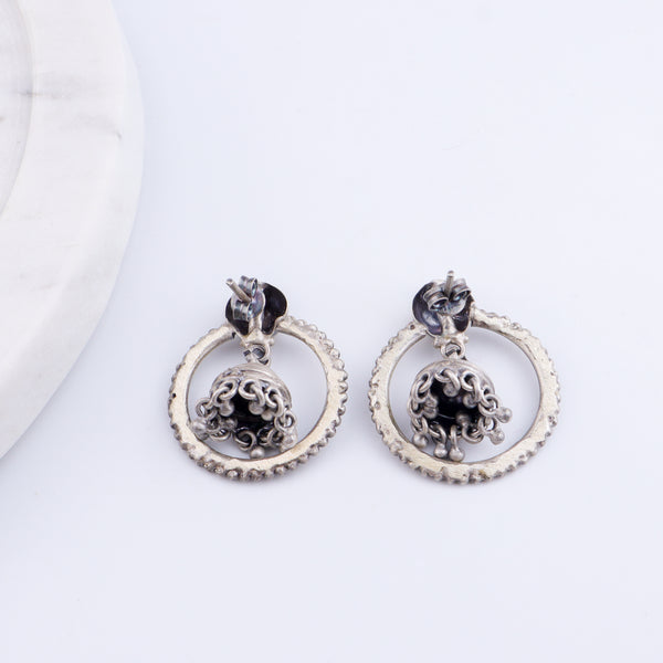 Rawa Hoop Dome Jhumki in Silver