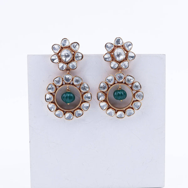 Close-up of a 22K gold-plated fashion earring showcasing intricate detailing, fine craftsmanship, and rich 22K gold plating