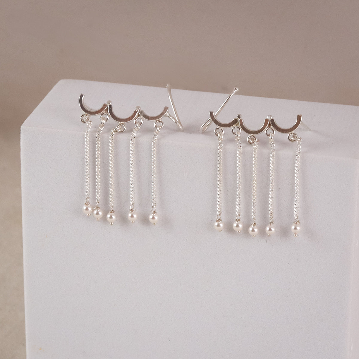 Silver Cloud Earcuff Danglers