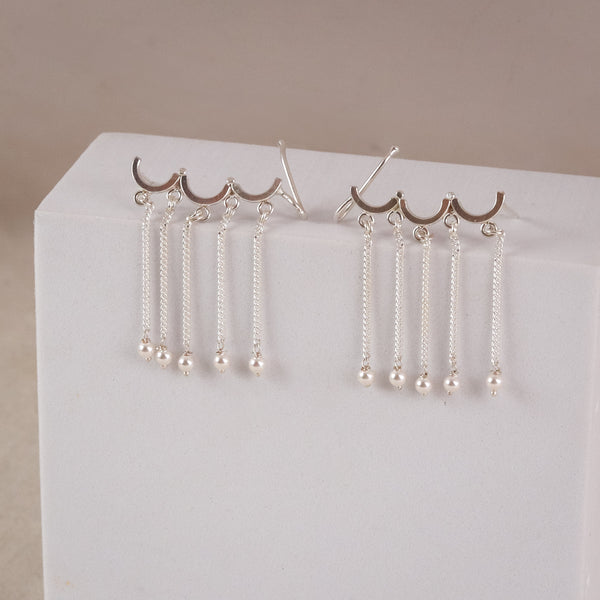 Silver Cloud Earcuff Danglers