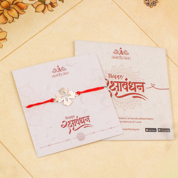Silver Laser cut Flower Rakhi