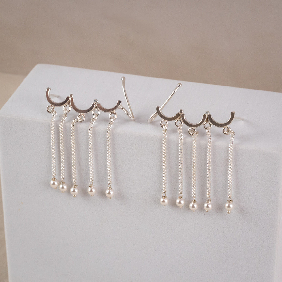 Silver Cloud Earcuff Danglers