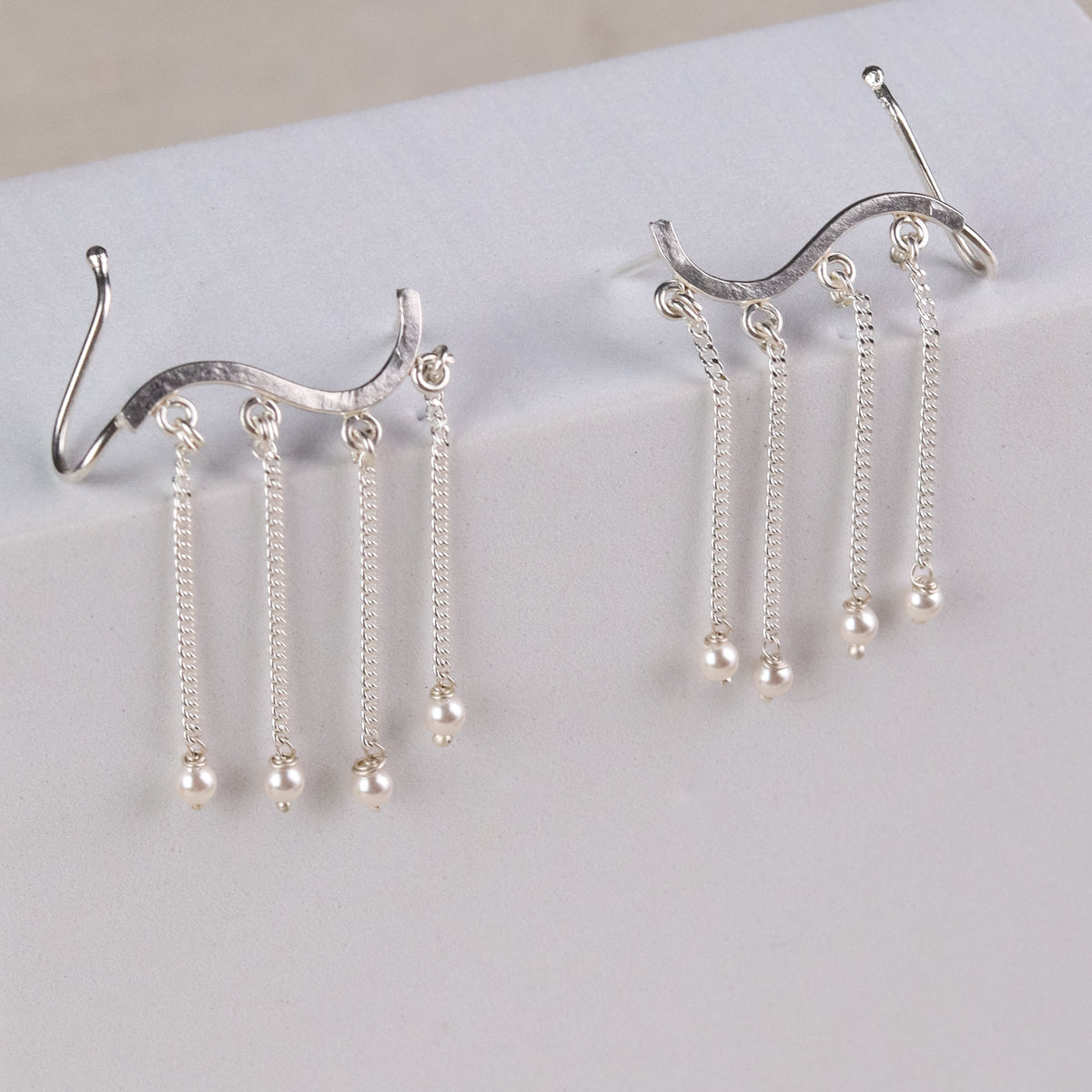 Silver Wave Earcuff danglers