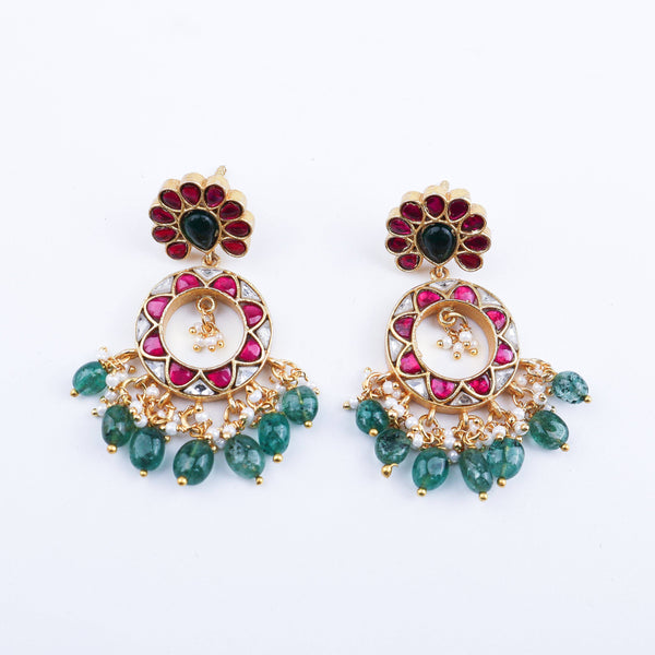 Close-up of a 22K gold-plated fashion earring showcasing intricate detailing, fine craftsmanship, and rich 22K gold plating