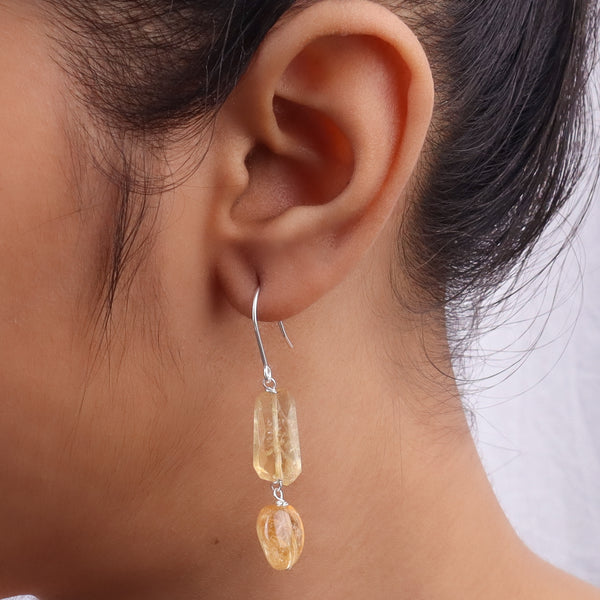 Citrine Silver Earrings (Project Handmade)
