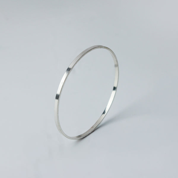 Plain Silver Bangle (Flat Shape)