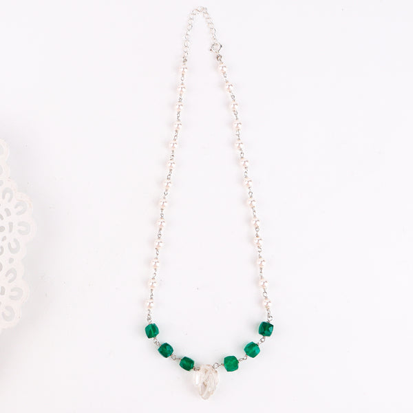 Multicolour Stone Necklace with Pearl Ganthan