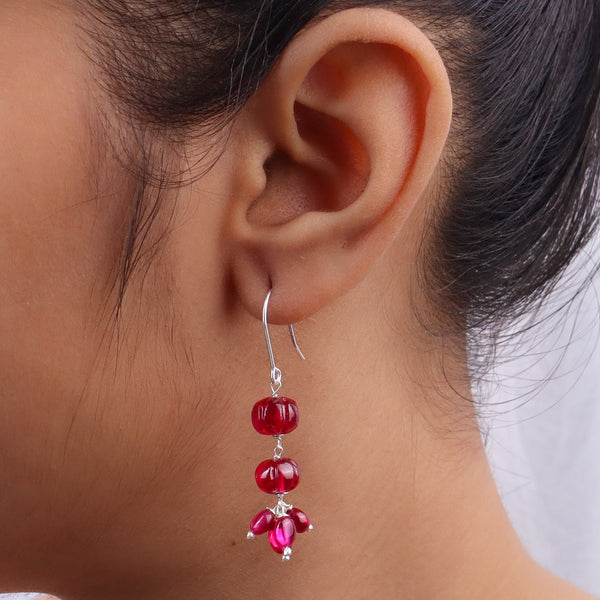 Ruby Silver Earrings (Project Handmade)