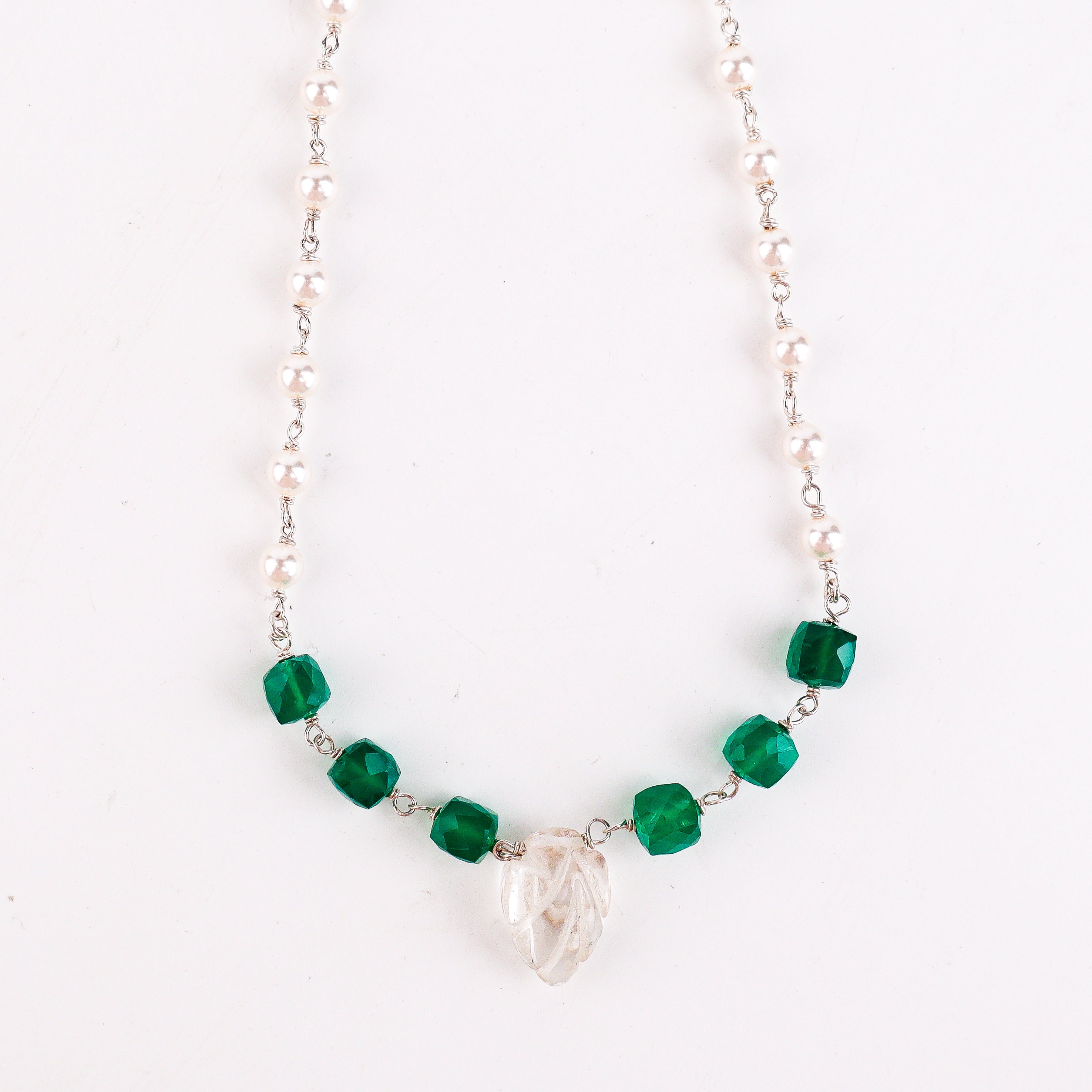 Multicolour Stone Necklace with Pearl Ganthan