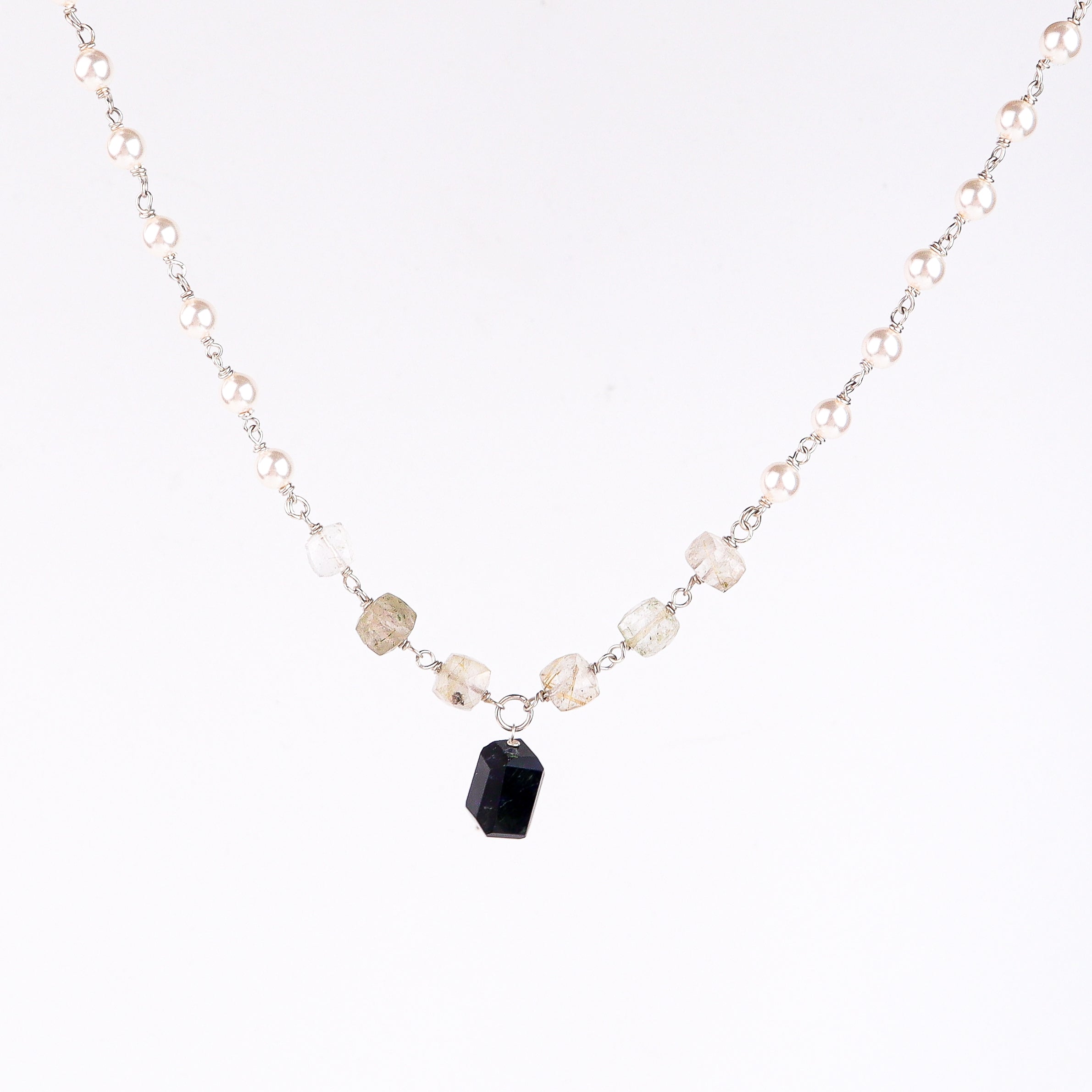 Multicolour Stone Necklace with Pearl Ganthan