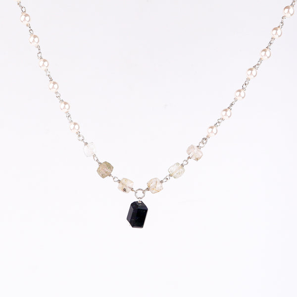 Multicolour Stone Necklace with Pearl Ganthan