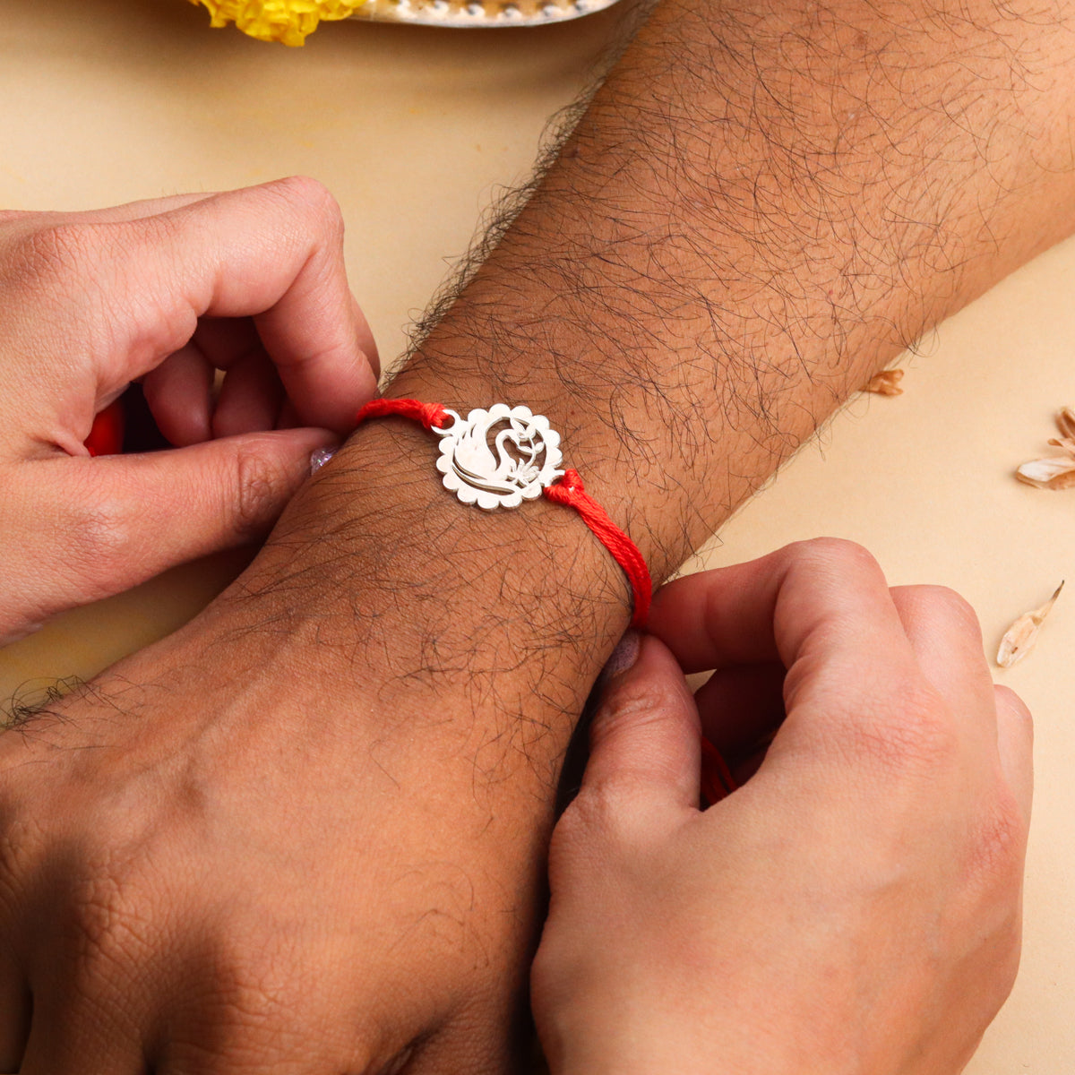 Silver Laser cut Rakhi