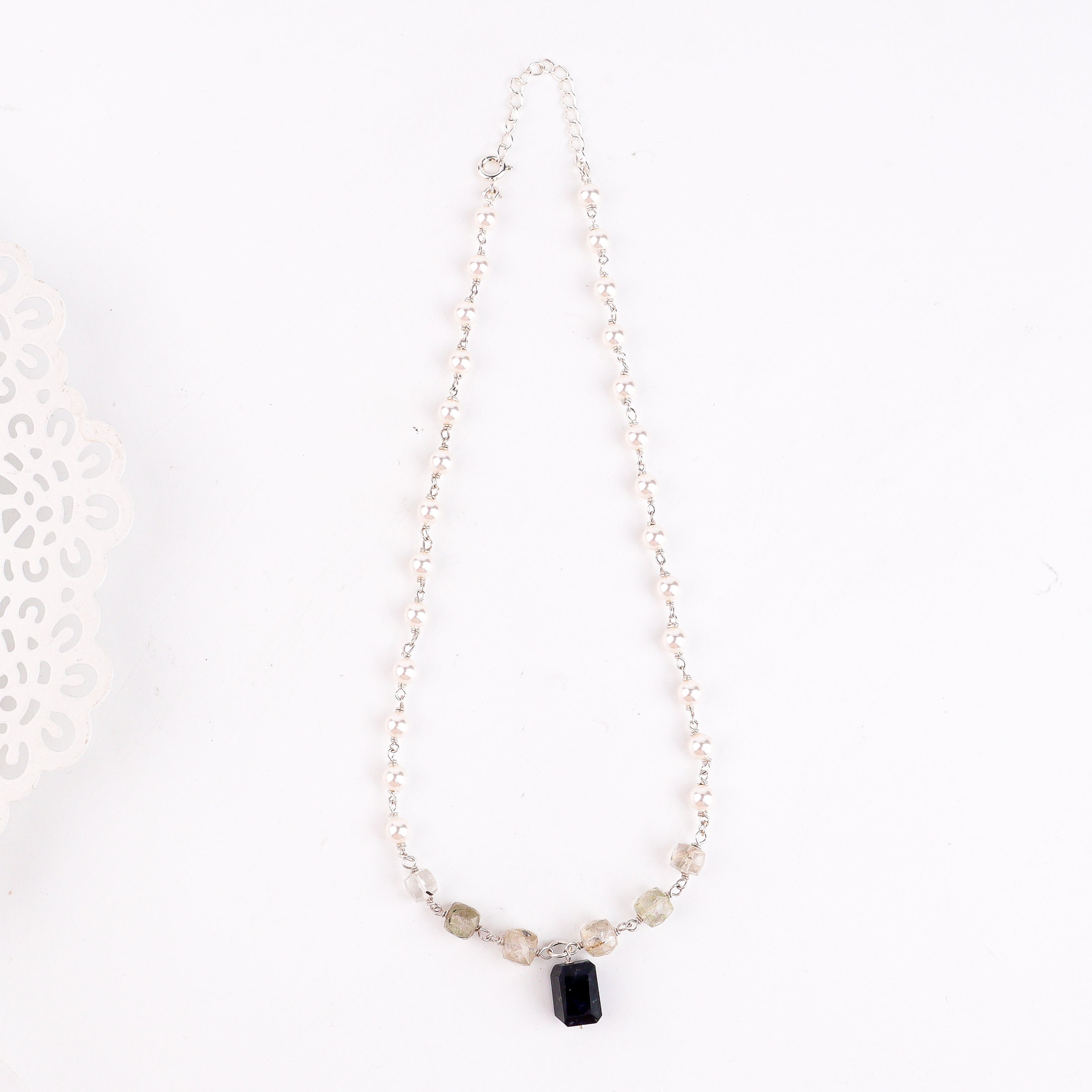 Multicolour Stone Necklace with Pearl Ganthan