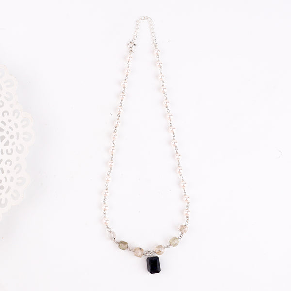 Multicolour Stone Necklace with Pearl Ganthan