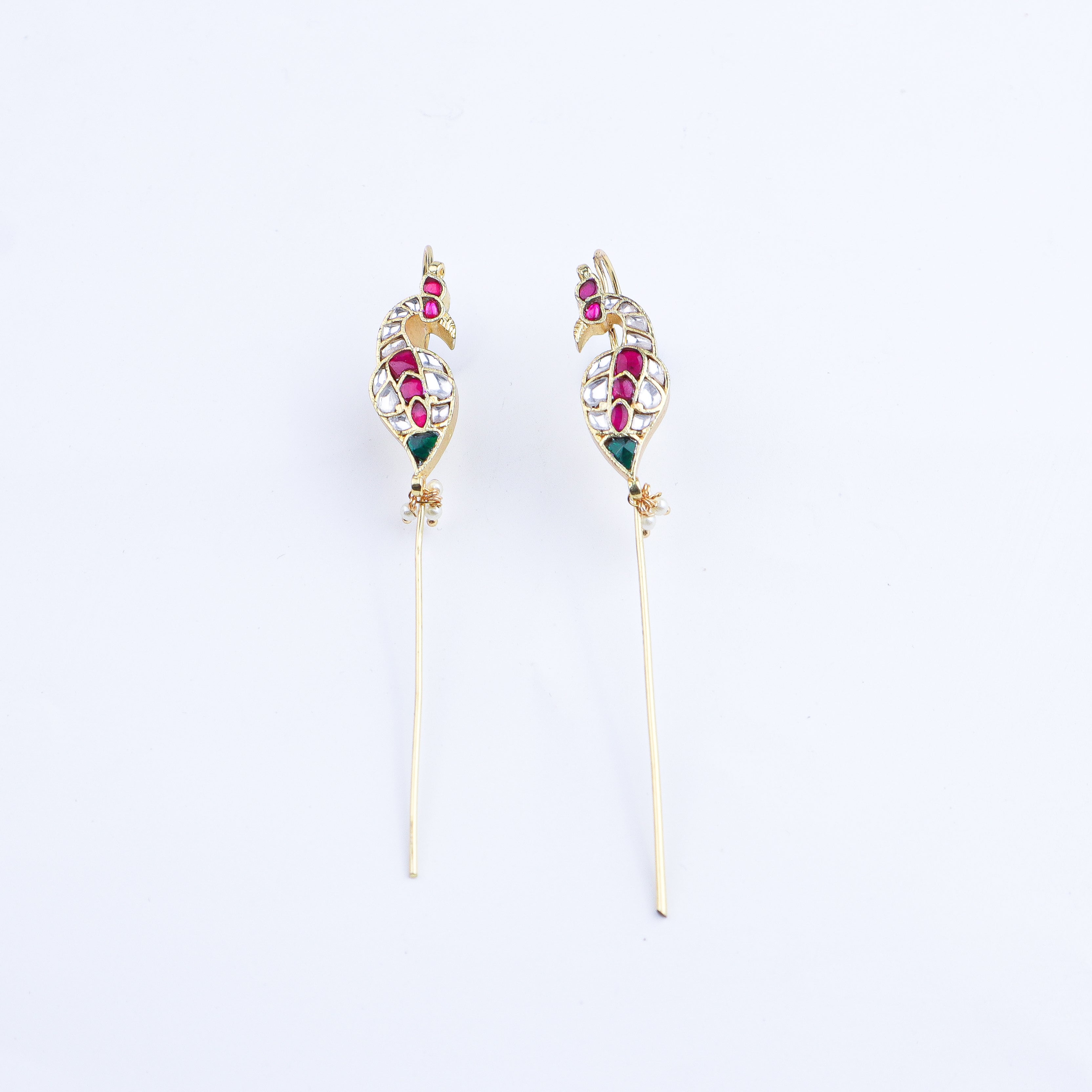 Detailed view of 22K gold-plated fashion ear cuff highlighting intricate motifs, textured detailing, and a premium 22K gold-plated finish