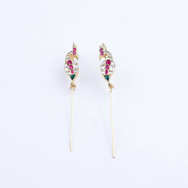 Detailed view of 22K gold-plated fashion ear cuff highlighting intricate motifs, textured detailing, and a premium 22K gold-plated finish