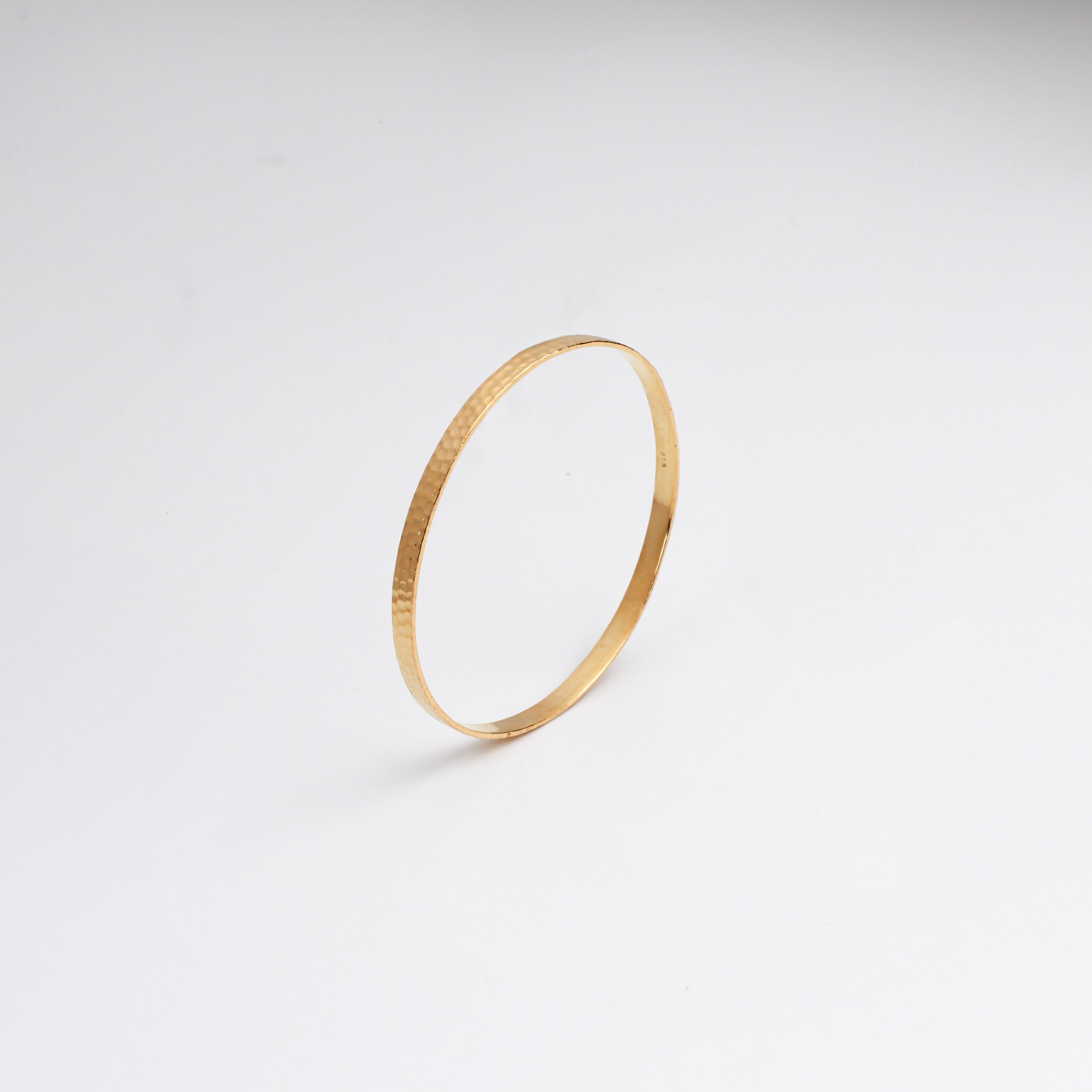 Hammered Silver Bangle | 92.5 Silver | 22K Gold Plated