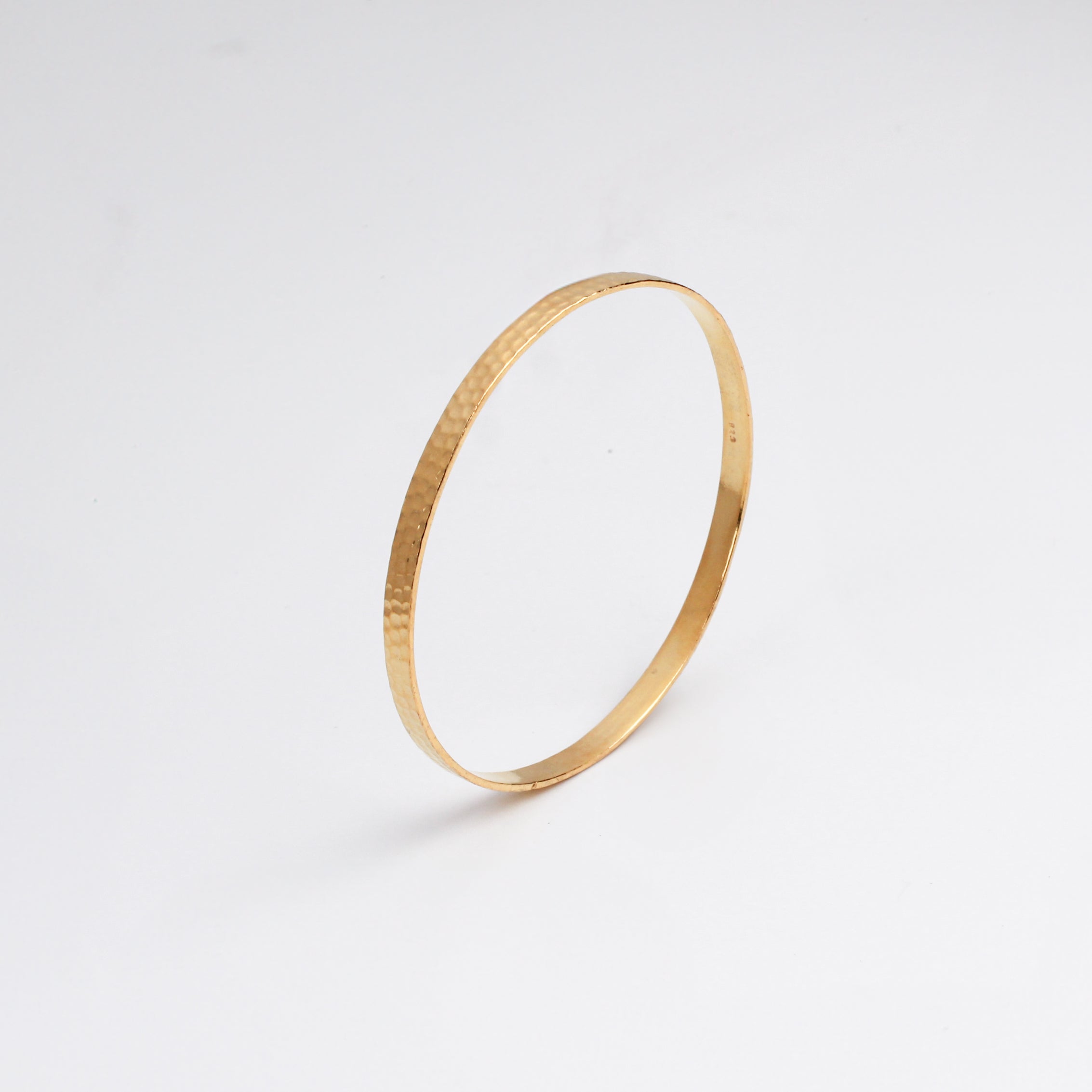 Hammered Silver Bangle | 92.5 Silver | 22K Gold Plated