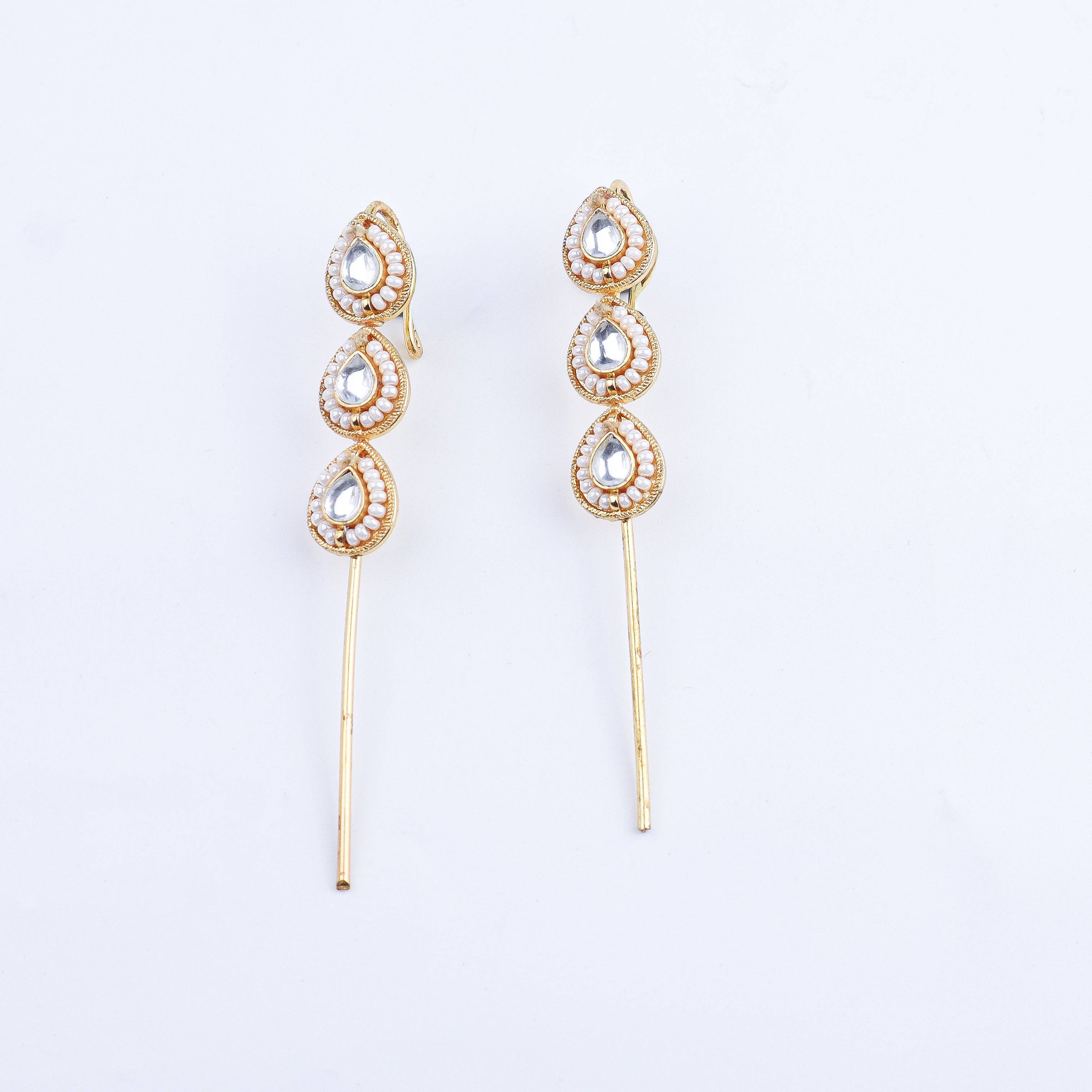 Close-up of 22K Gold-Plated Fashion Ear cuff showcasing intricate detailing, fine craftsmanship, and rich 22K gold-plated finish