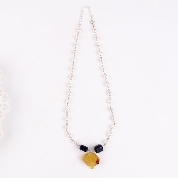 Multicolour Stone Necklace with Pearl Ganthan