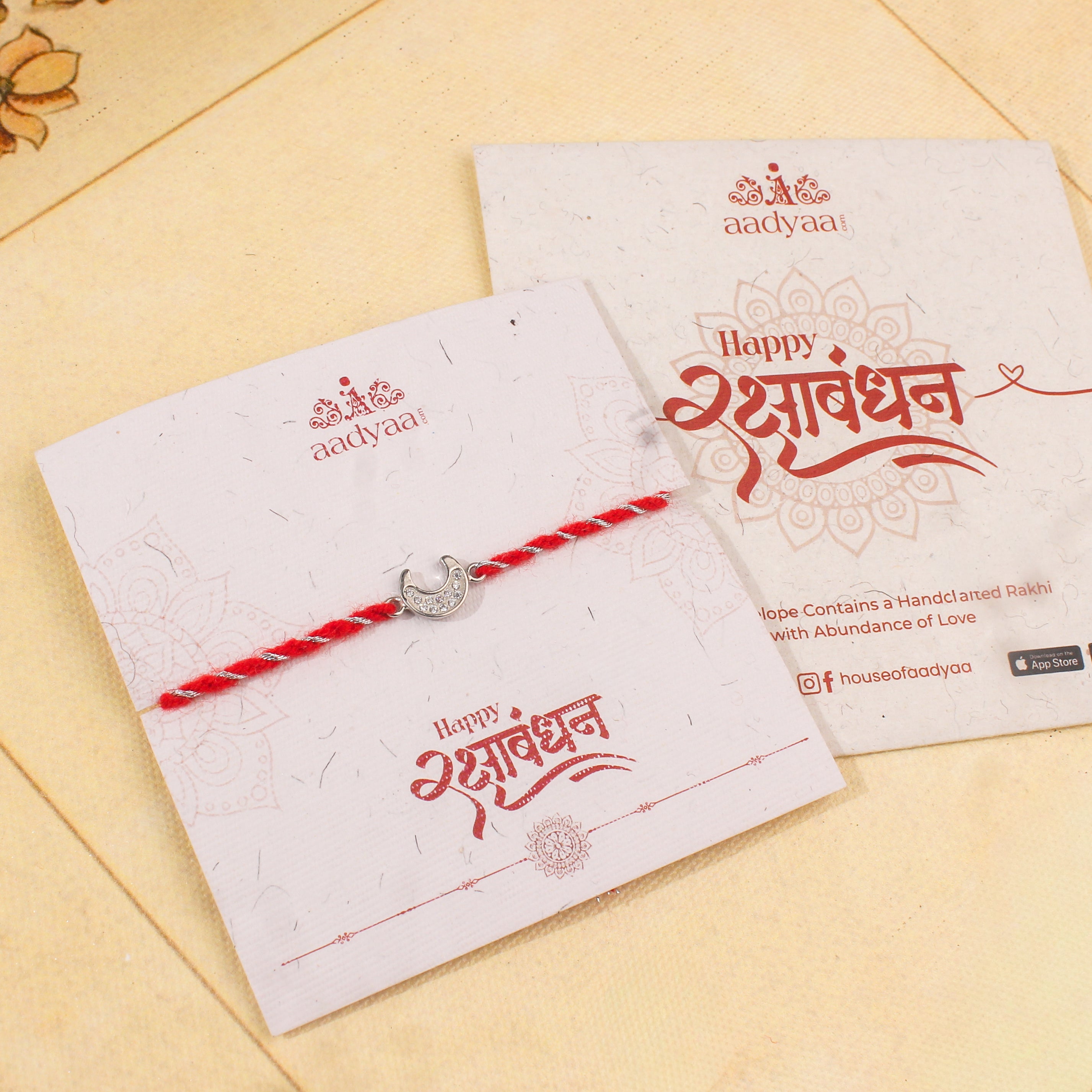 Moon Silver CZ Rakhi