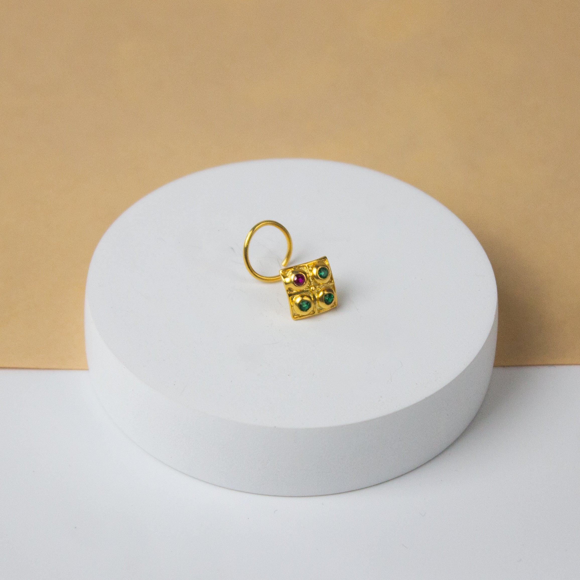 Silver Nakshatra Nose pin (Pierced, Gold Plated)