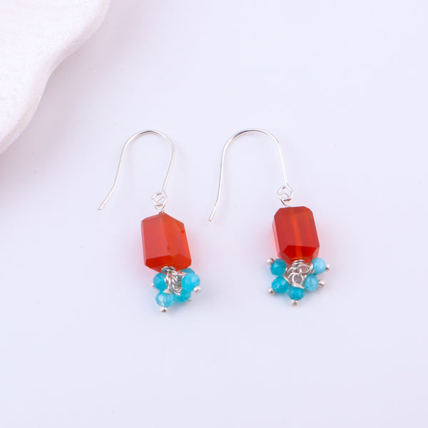 Carnelian & Blue Jade Silver Earrings (Project Handmade)