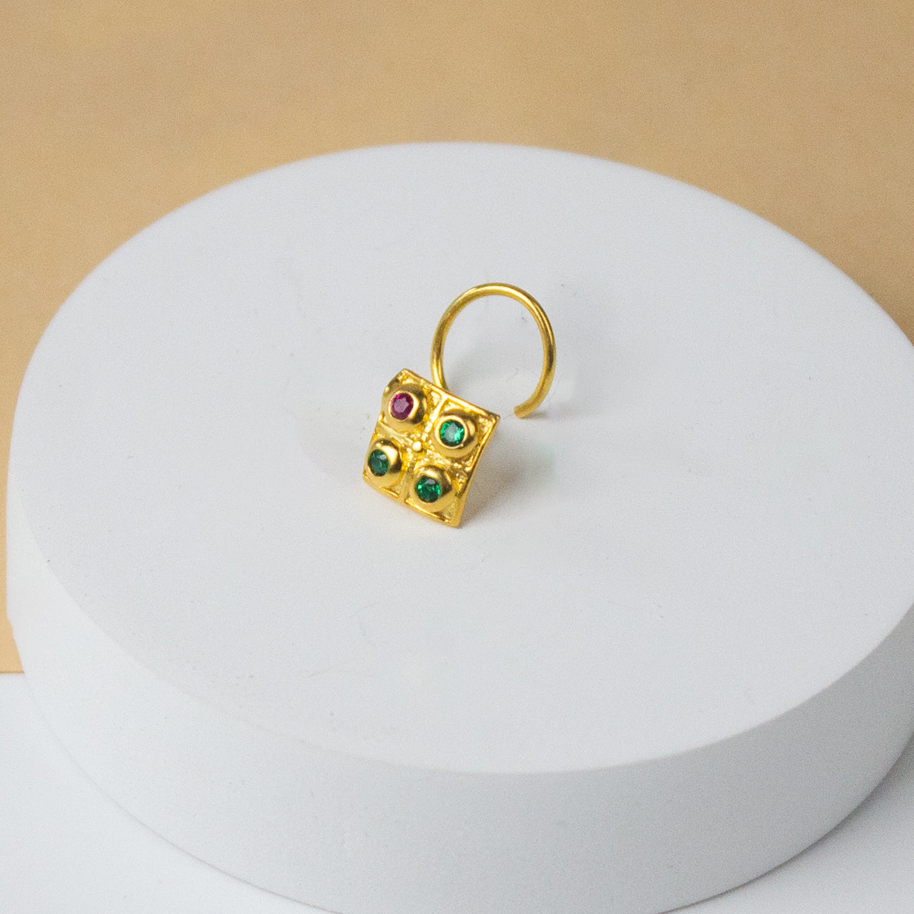 Silver Nakshatra Nose pin (Pierced, Gold Plated)