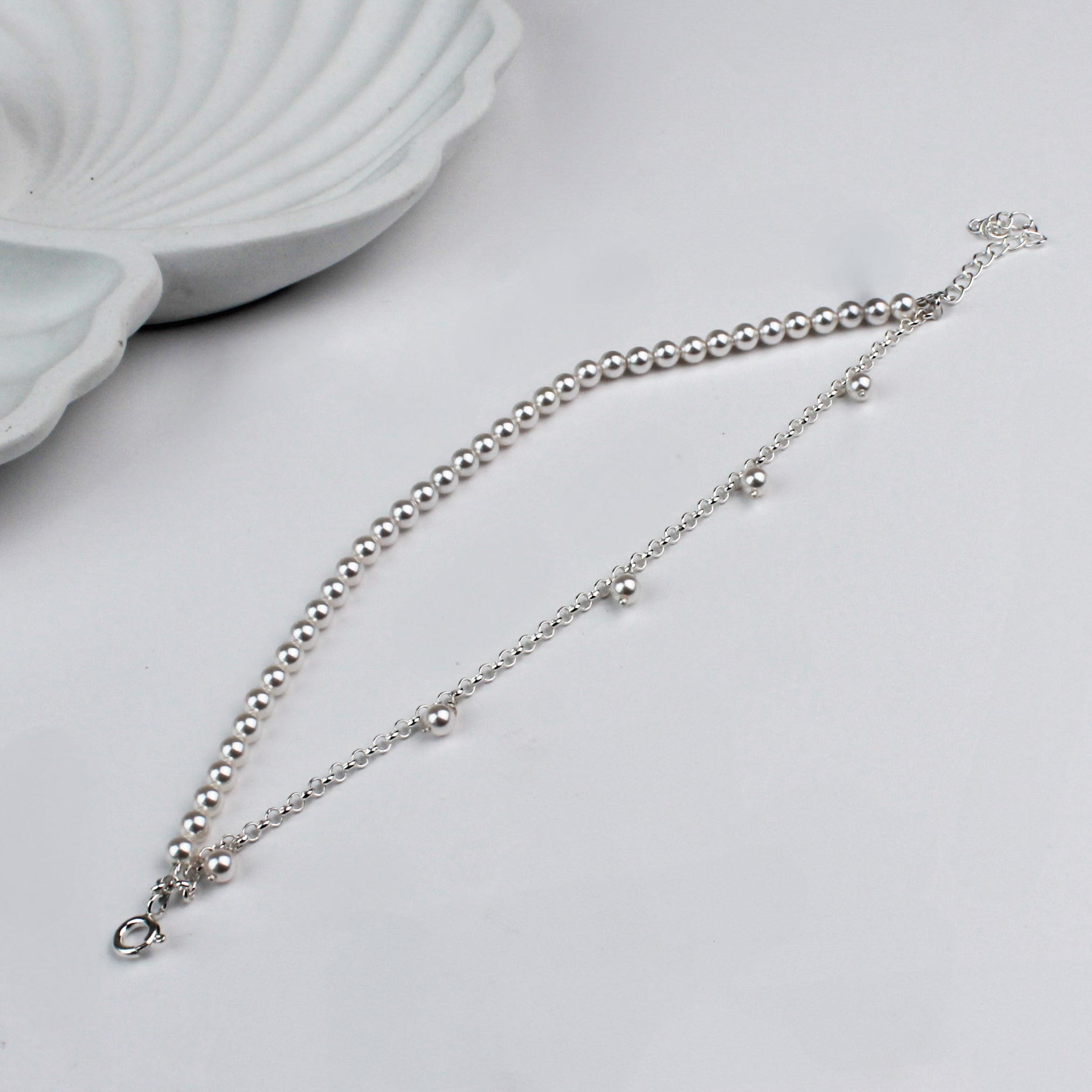 Layered Pearl and Silver Beaded Bracelet