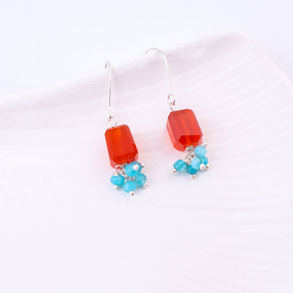Carnelian & Blue Jade Silver Earrings (Project Handmade)