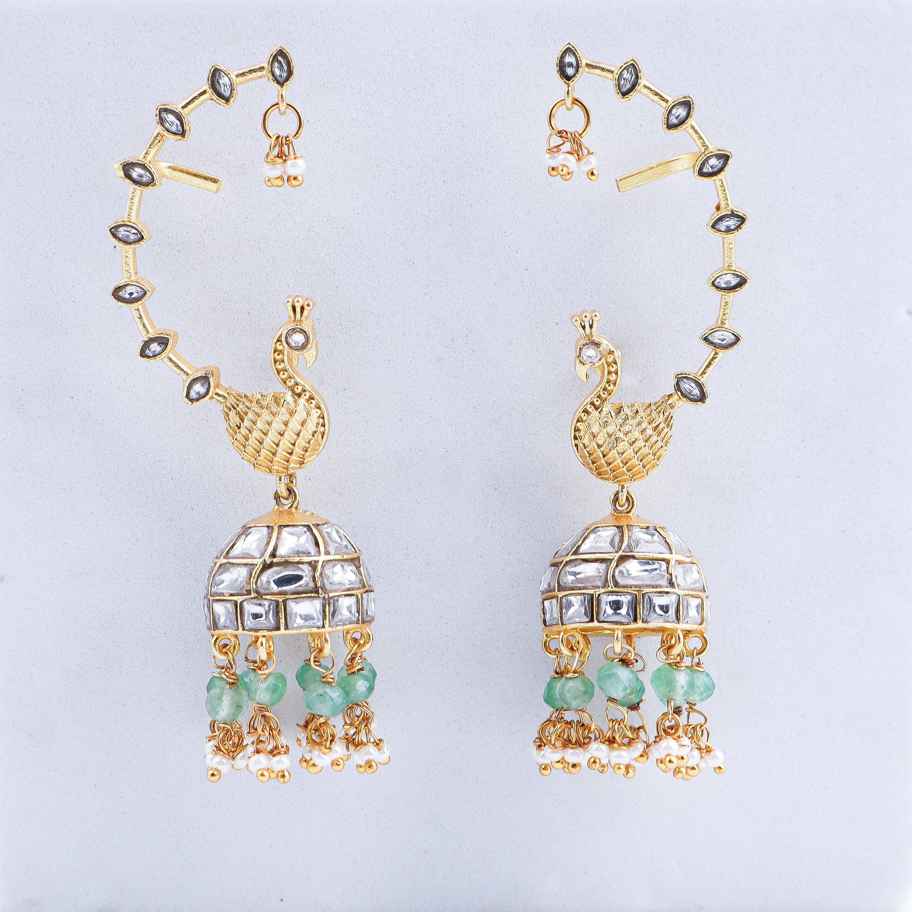 Close-up of 22K Gold-Plated Fashion Earcuff showcasing intricate detailing, fine craftsmanship, and rich 22K gold plating