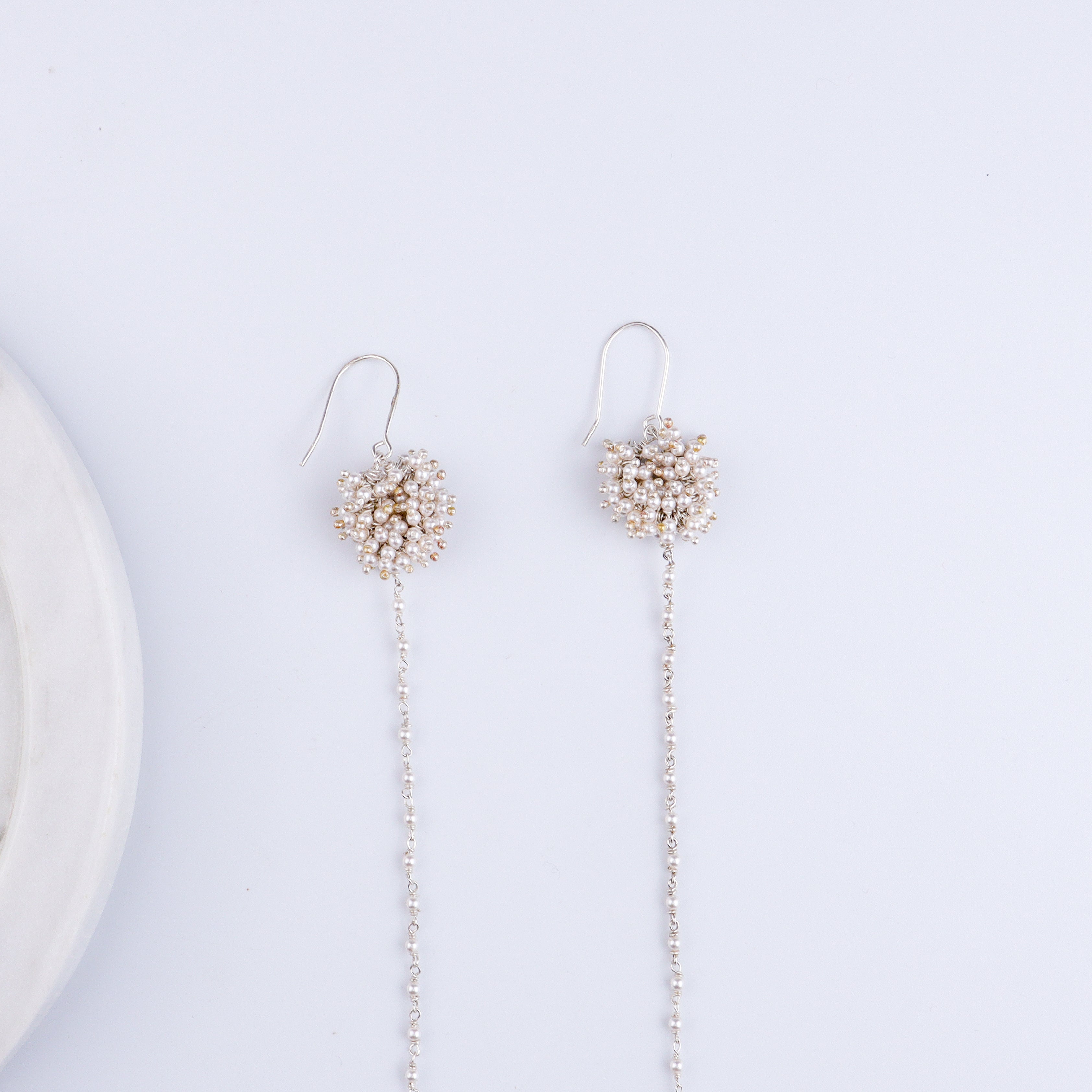 Pearl Double Bunch Dangler Earrings