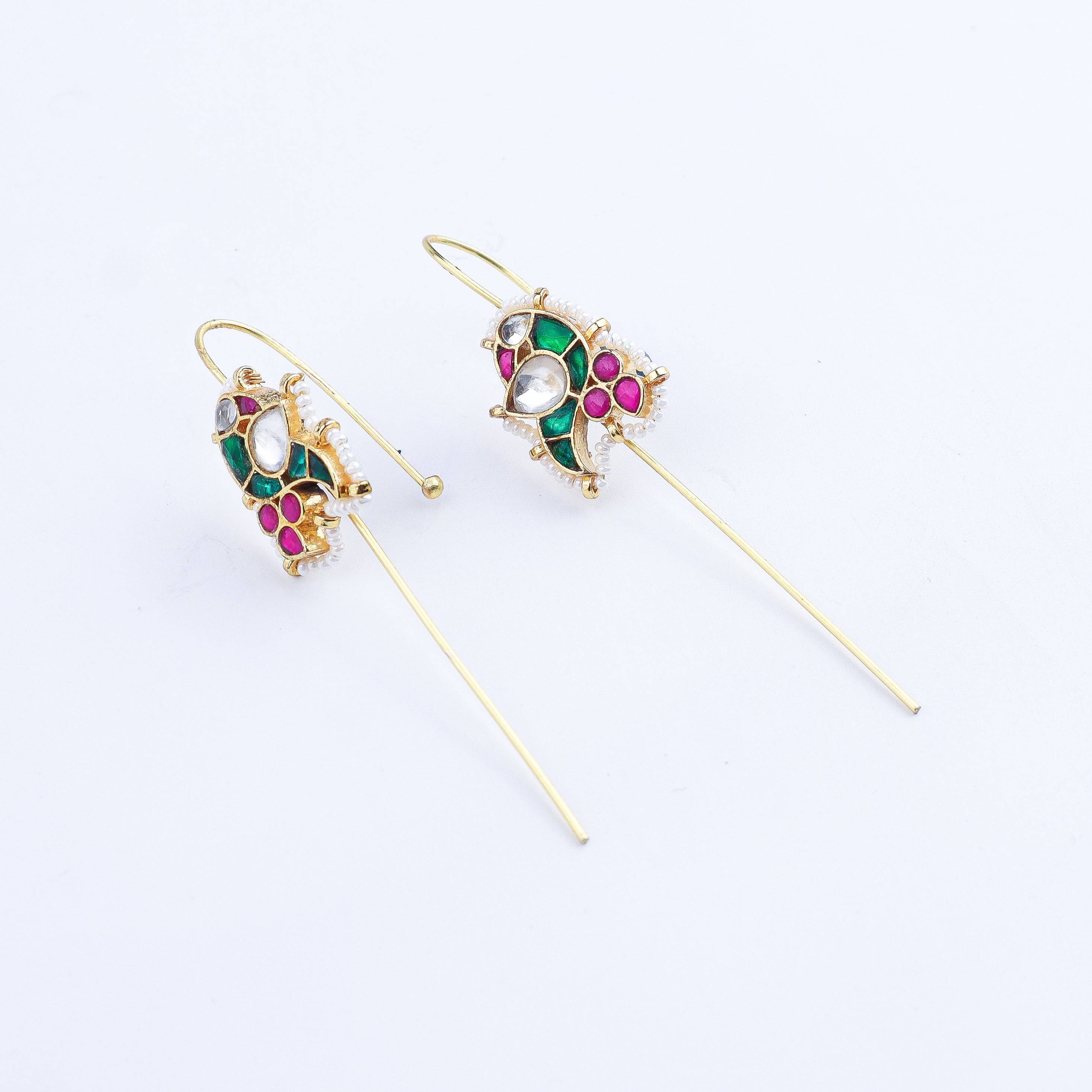 Detailed view of a 22K gold-plated fashion ear cuff highlighting intricate motifs, textured detailing, and a premium 22K gold-plated finish