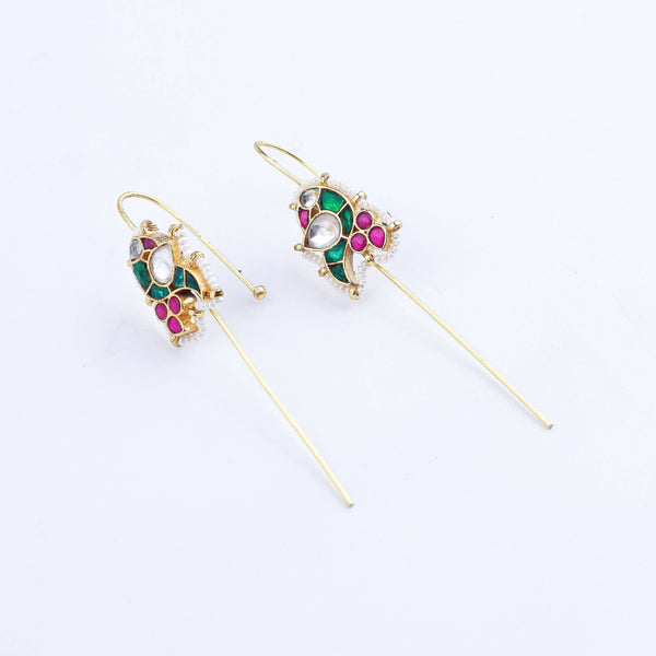 Detailed view of a 22K gold-plated fashion ear cuff highlighting intricate motifs, textured detailing, and a premium 22K gold-plated finish
