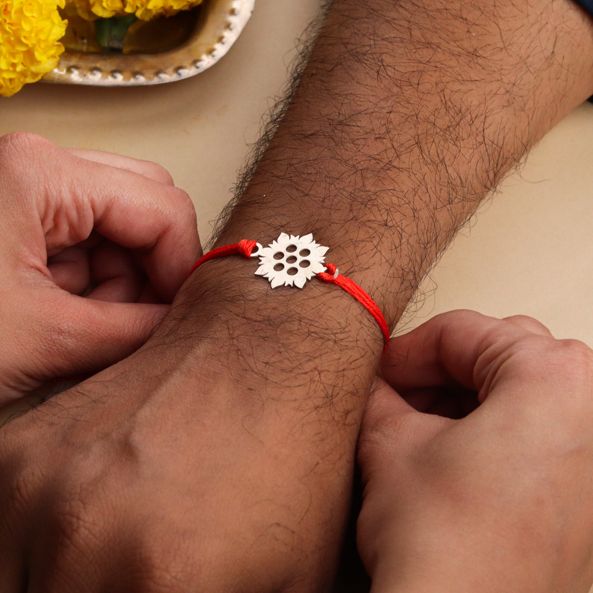 Silver Laser cut Rakhi